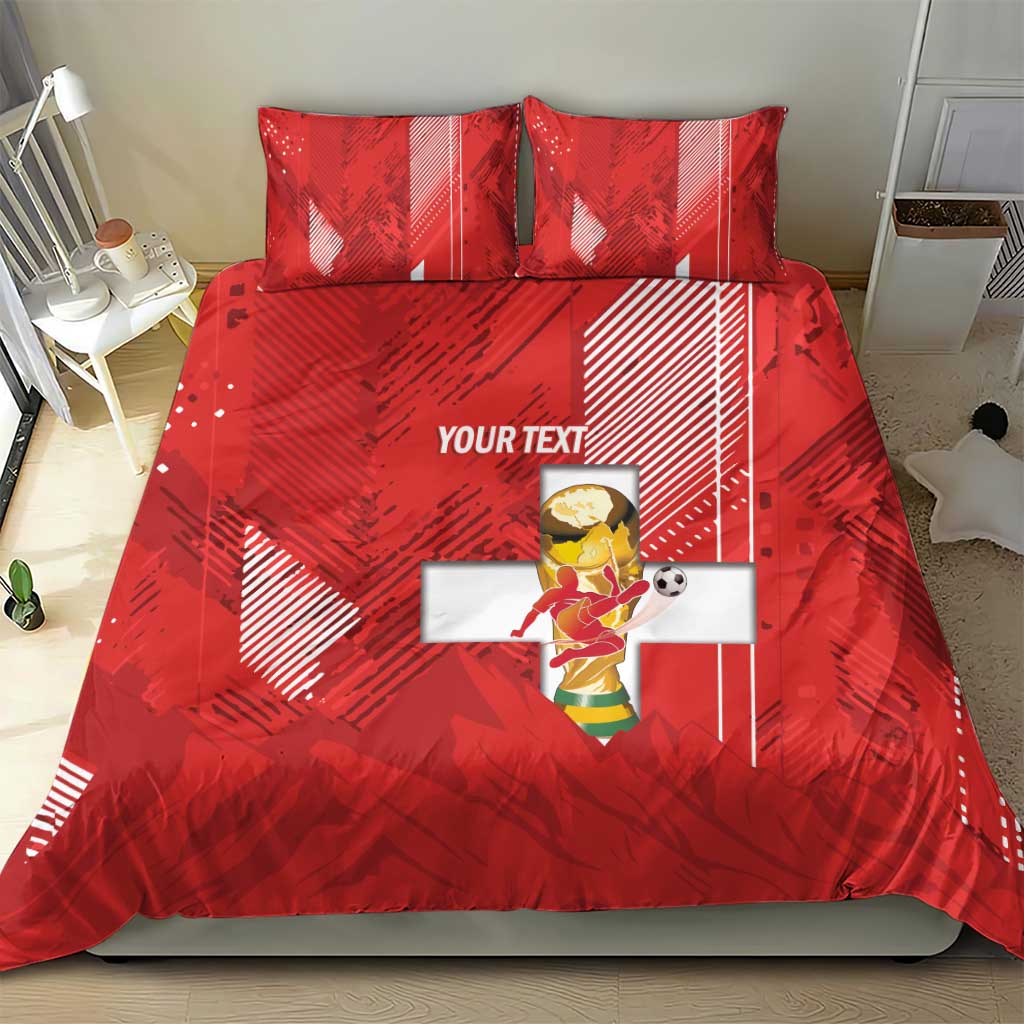 Switzerland Football Custom Bedding Set Go Nati Swiss Alps Grunge Style