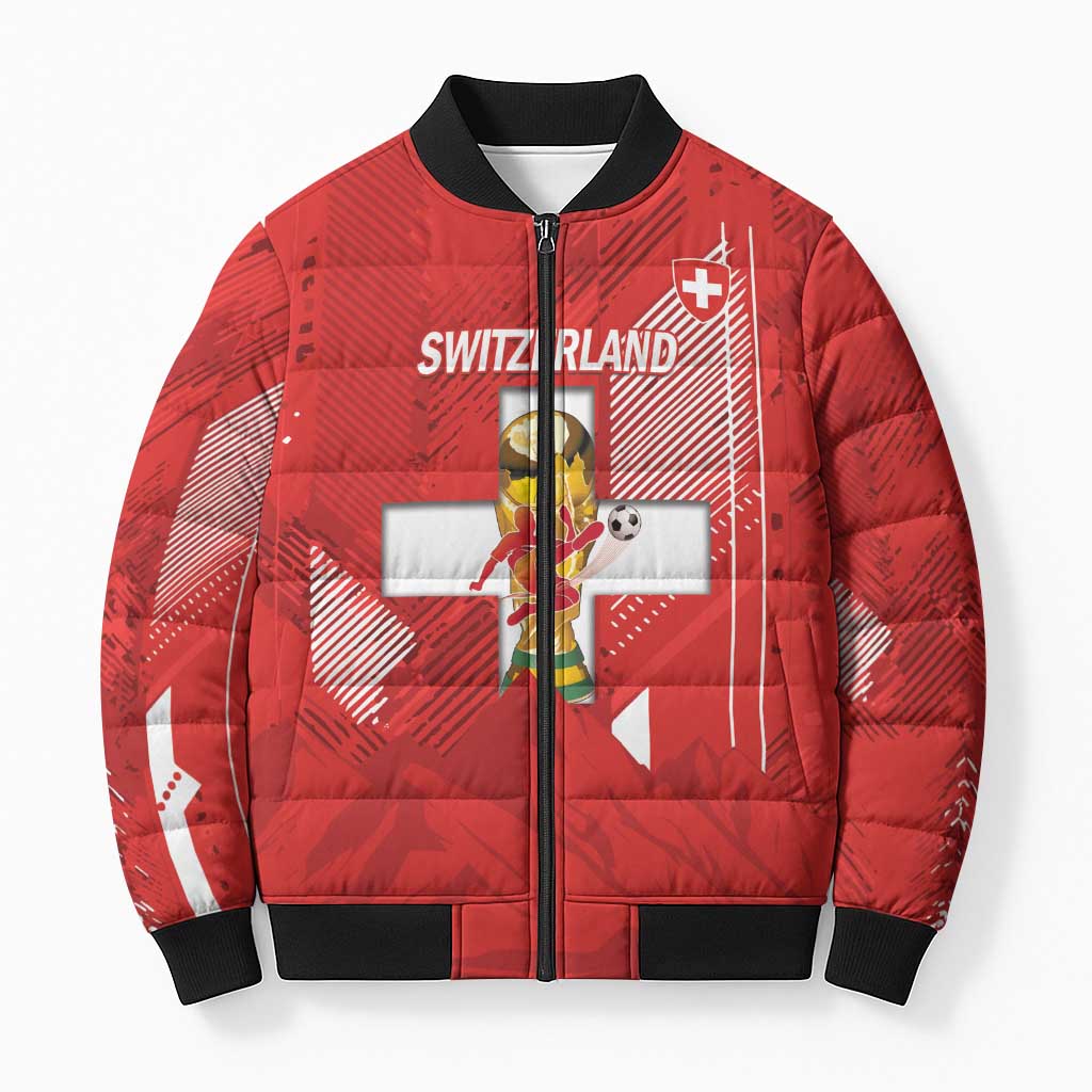 Switzerland Football Custom Bomber Puffer Jacket Go Nati Swiss Alps Grunge Style