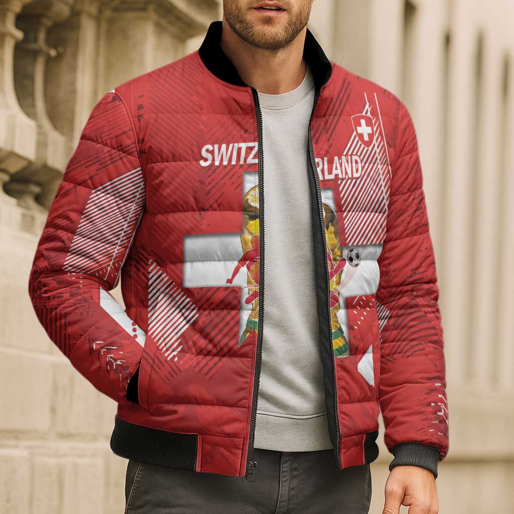 Switzerland Football Custom Bomber Puffer Jacket Go Nati Swiss Alps Grunge Style