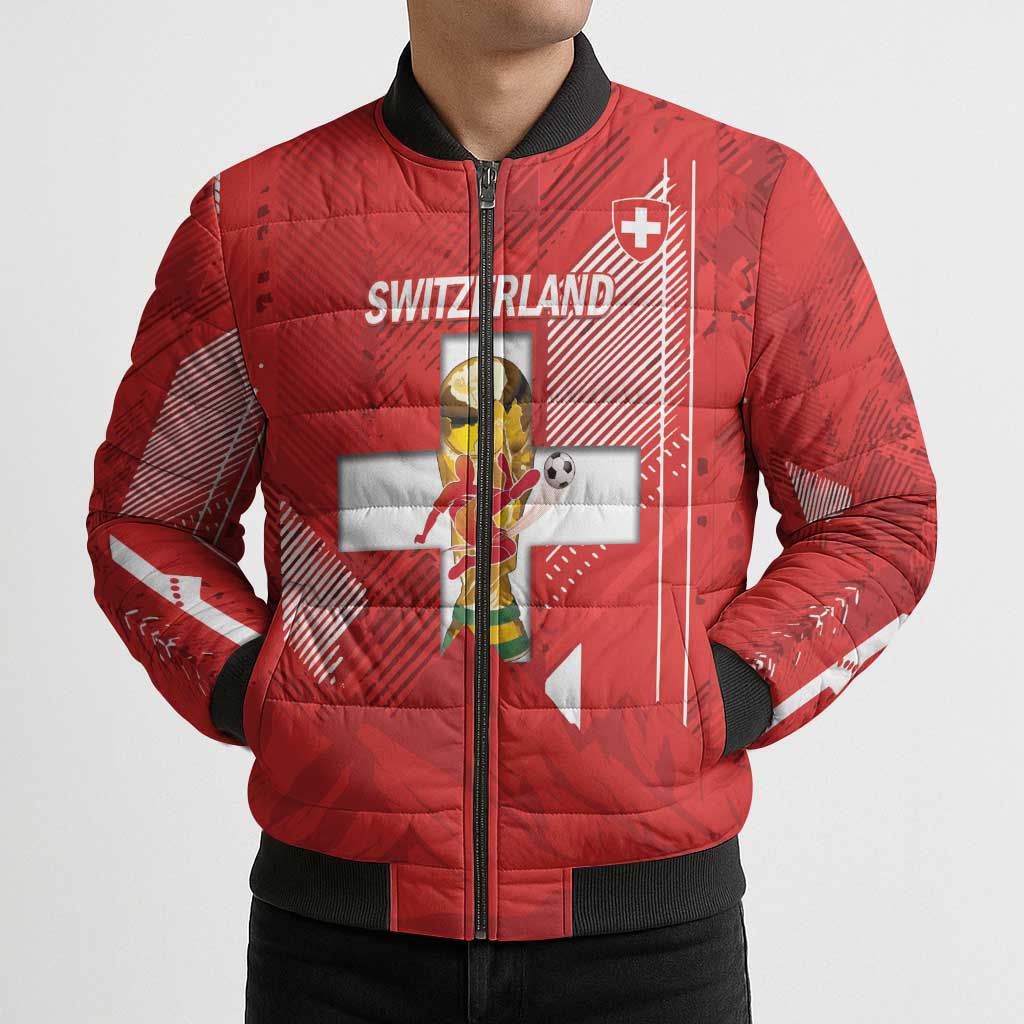Switzerland Football Custom Bomber Puffer Jacket Go Nati Swiss Alps Grunge Style