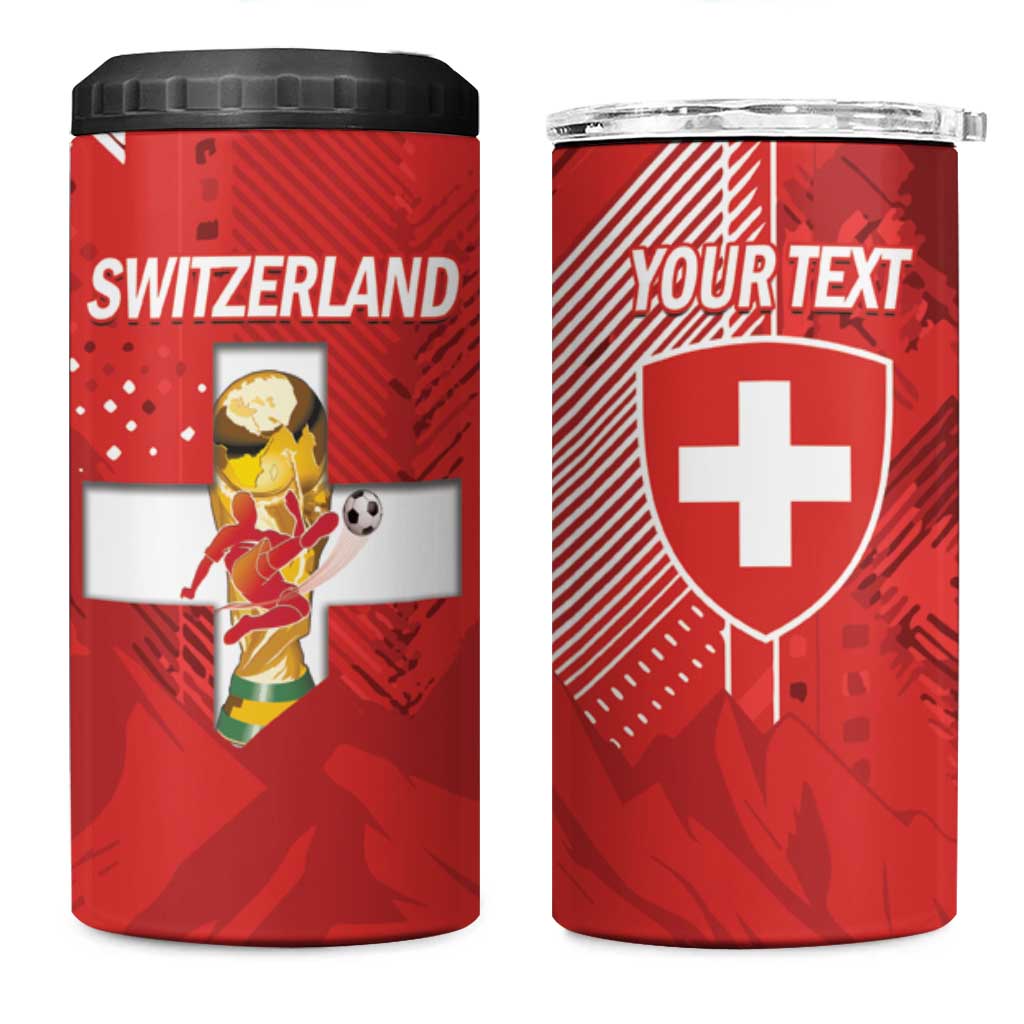Switzerland Football Custom 4 in 1 Can Cooler Tumbler Go Nati Swiss Alps Grunge Style