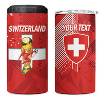 Switzerland Football Custom 4 in 1 Can Cooler Tumbler Go Nati Swiss Alps Grunge Style