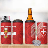 Switzerland Football Custom 4 in 1 Can Cooler Tumbler Go Nati Swiss Alps Grunge Style