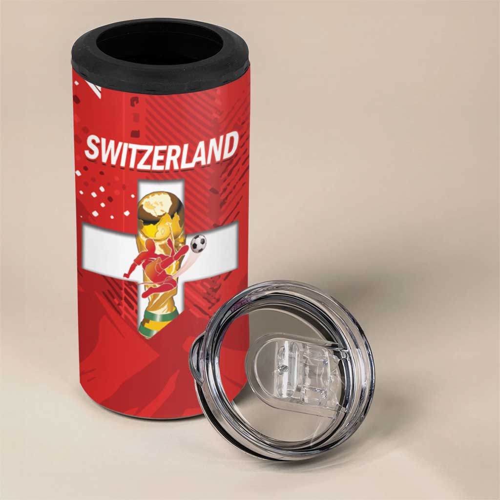 Switzerland Football Custom 4 in 1 Can Cooler Tumbler Go Nati Swiss Alps Grunge Style