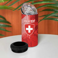 Switzerland Football Custom 4 in 1 Can Cooler Tumbler Go Nati Swiss Alps Grunge Style