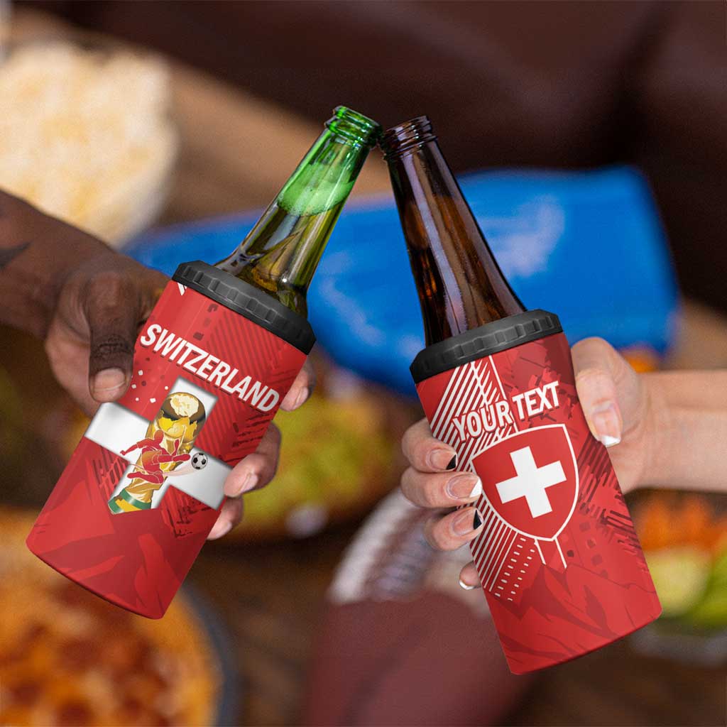 Switzerland Football Custom 4 in 1 Can Cooler Tumbler Go Nati Swiss Alps Grunge Style