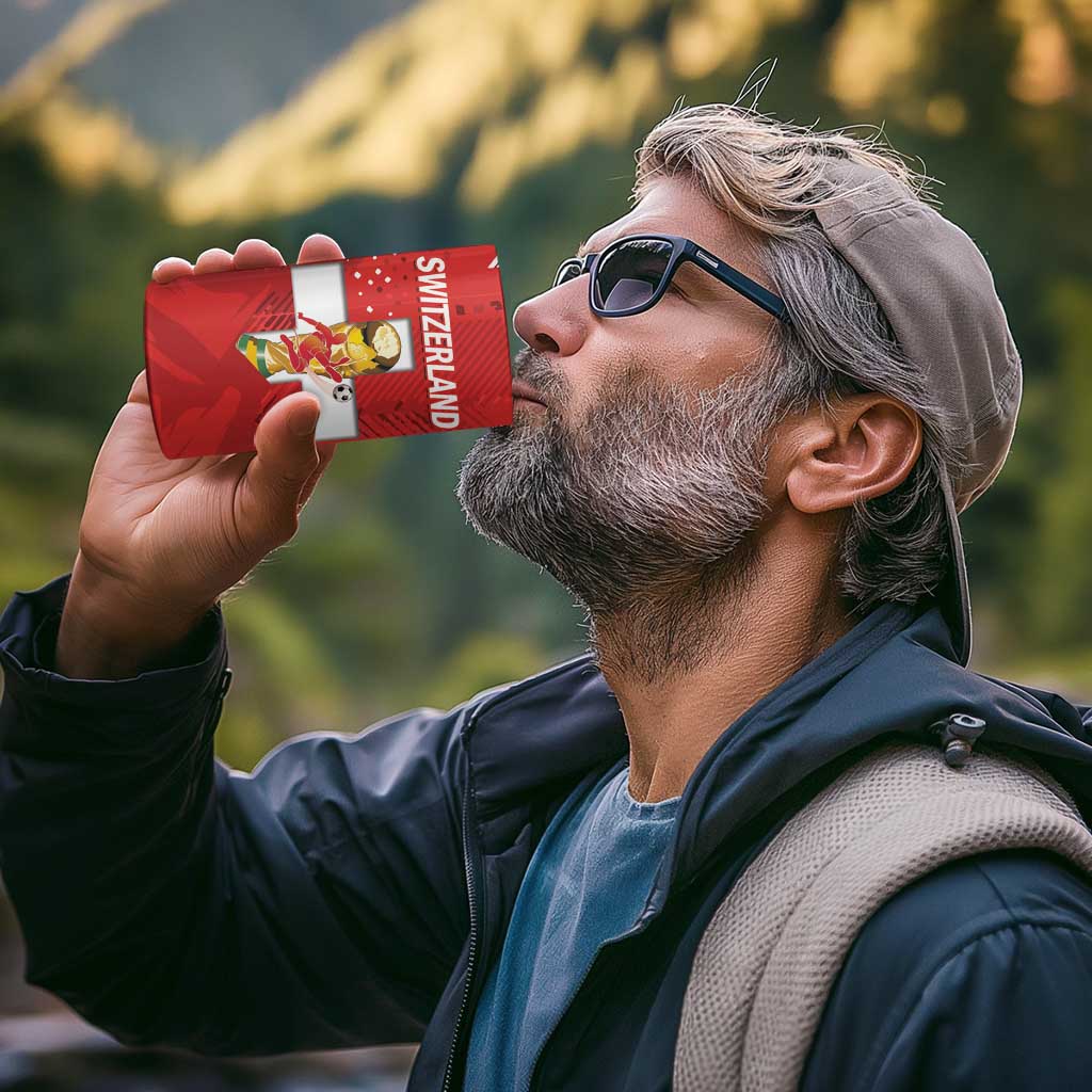 Switzerland Football Custom 4 in 1 Can Cooler Tumbler Go Nati Swiss Alps Grunge Style
