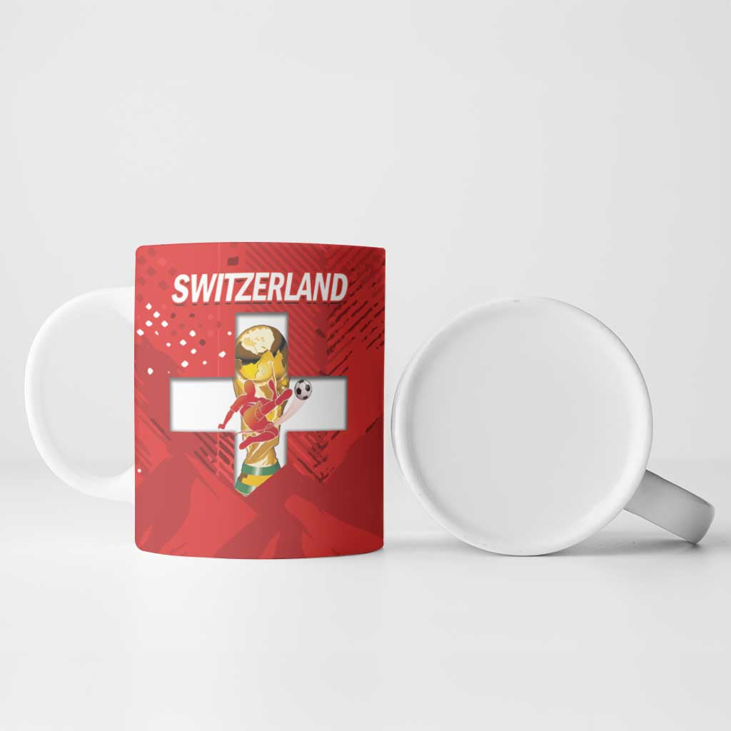 Switzerland Football Custom Ceramic Mug Go Nati Swiss Alps Grunge Style