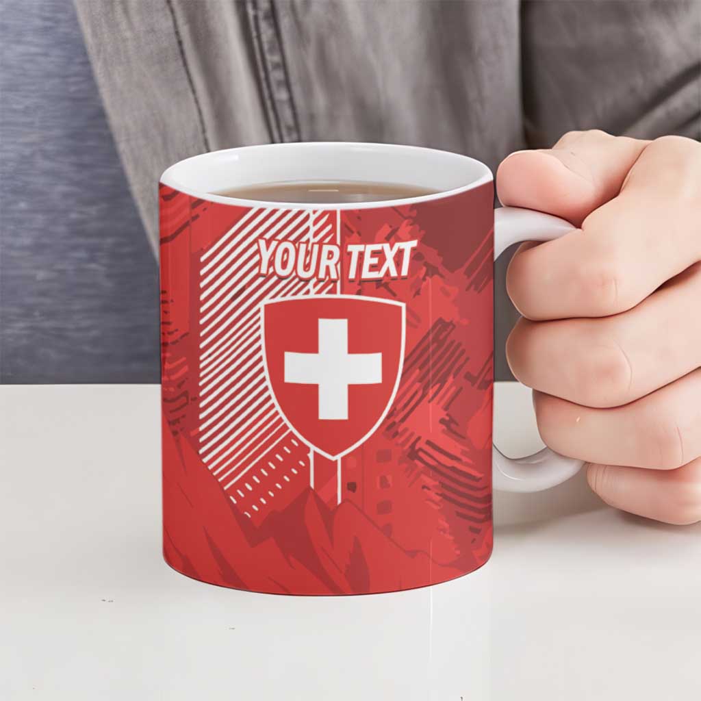 Switzerland Football Custom Ceramic Mug Go Nati Swiss Alps Grunge Style