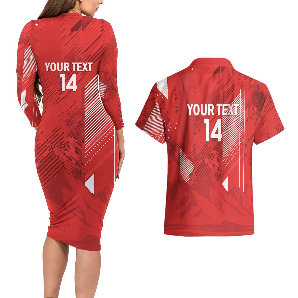 Switzerland Football Custom Couples Matching Long Sleeve Bodycon Dress and Hawaiian Shirt Go Nati Swiss Alps Grunge Style