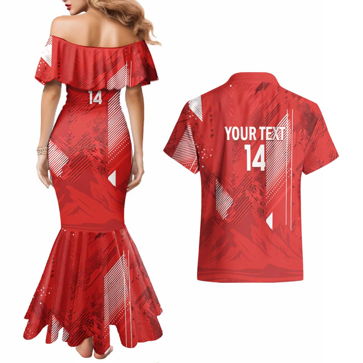Switzerland Football Custom Couples Matching Mermaid Dress and Hawaiian Shirt Go Nati Swiss Alps Grunge Style