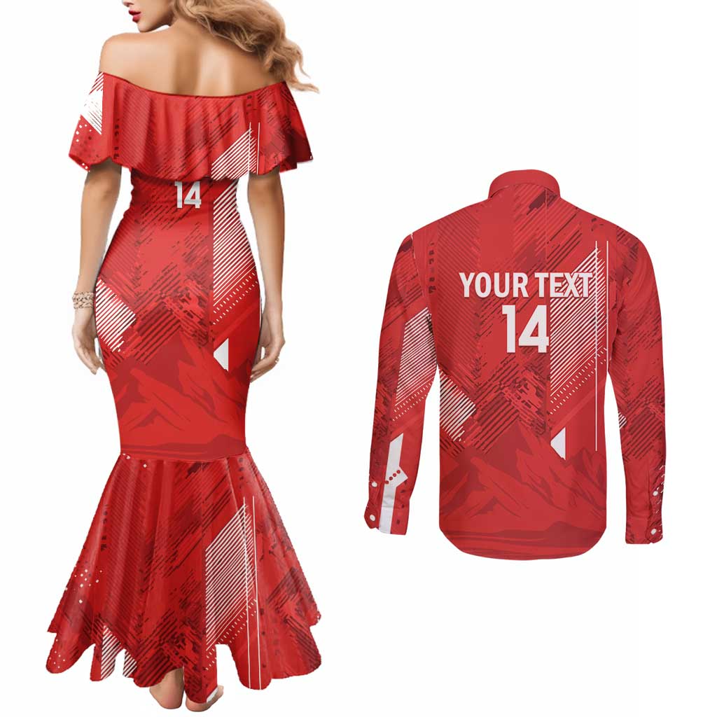 Switzerland Football Custom Couples Matching Mermaid Dress and Long Sleeve Button Shirt Go Nati Swiss Alps Grunge Style