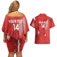 Switzerland Football Custom Couples Matching Off Shoulder Short Dress and Hawaiian Shirt Go Nati Swiss Alps Grunge Style