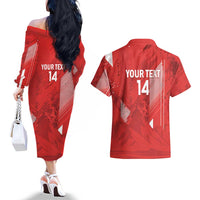 Switzerland Football Custom Couples Matching Off The Shoulder Long Sleeve Dress and Hawaiian Shirt Go Nati Swiss Alps Grunge Style
