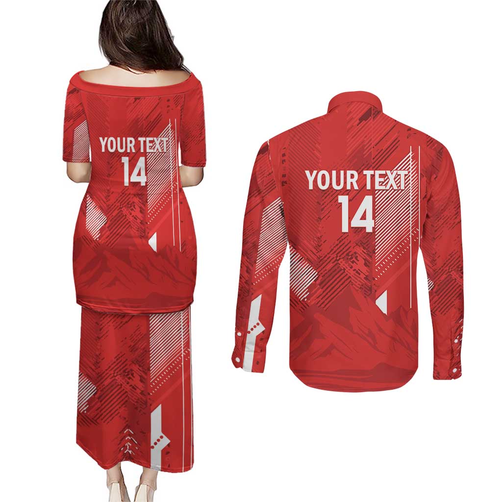 Switzerland Football Custom Couples Matching Puletasi and Long Sleeve Button Shirt Go Nati Swiss Alps Grunge Style