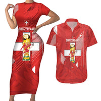 Switzerland Football Custom Couples Matching Short Sleeve Bodycon Dress and Hawaiian Shirt Go Nati Swiss Alps Grunge Style