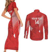 Switzerland Football Custom Couples Matching Short Sleeve Bodycon Dress and Long Sleeve Button Shirt Go Nati Swiss Alps Grunge Style
