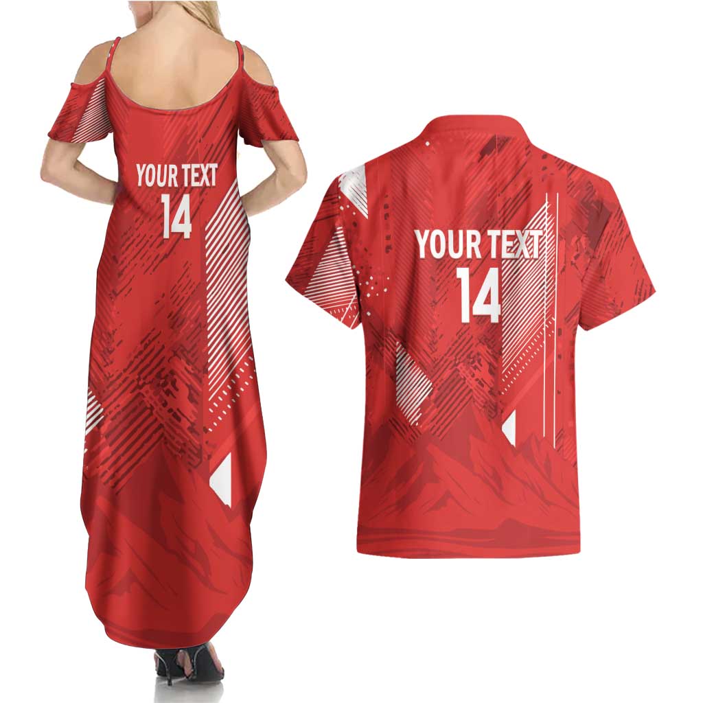 Switzerland Football Custom Couples Matching Summer Maxi Dress and Hawaiian Shirt Go Nati Swiss Alps Grunge Style