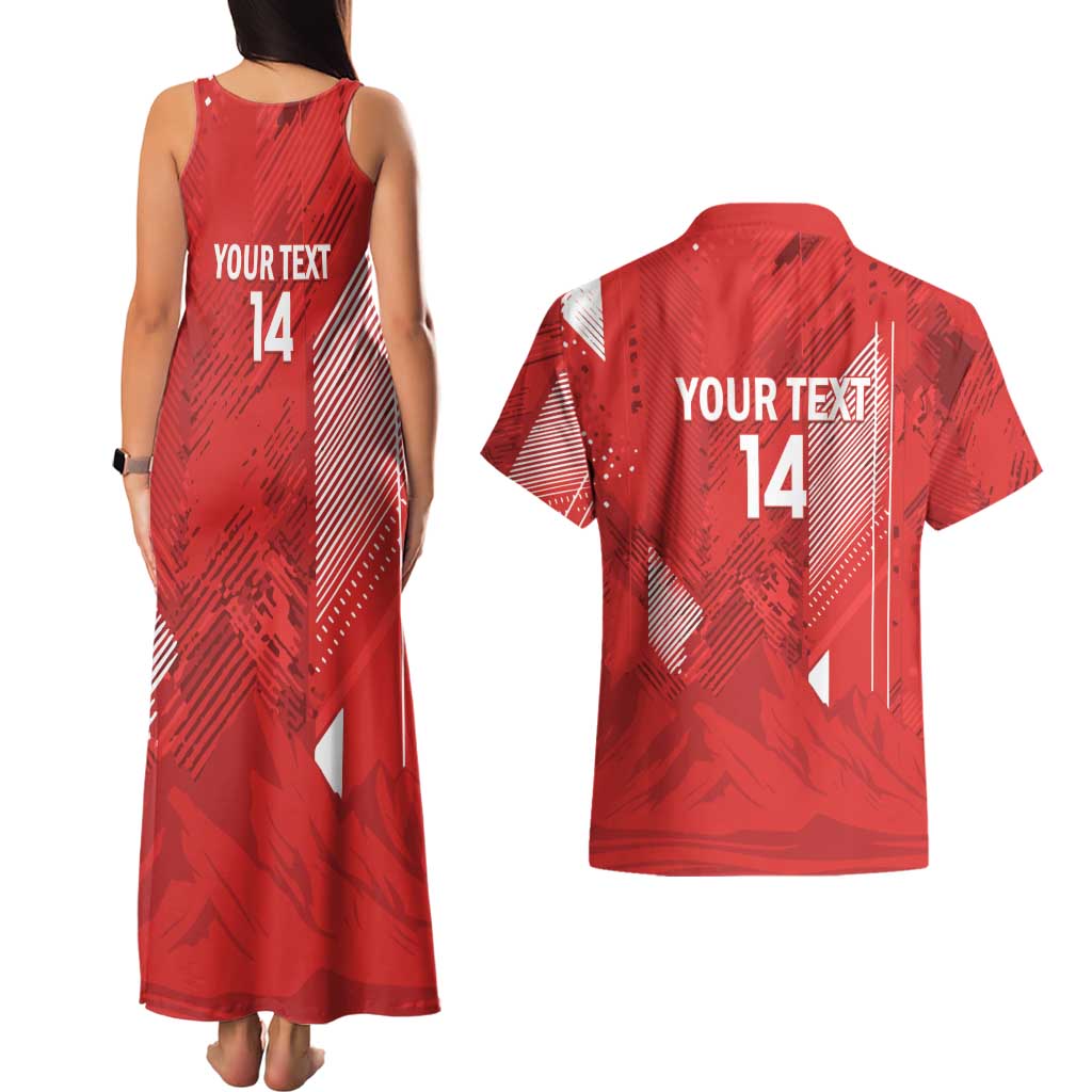 Switzerland Football Custom Couples Matching Tank Maxi Dress and Hawaiian Shirt Go Nati Swiss Alps Grunge Style