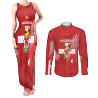 Switzerland Football Custom Couples Matching Tank Maxi Dress and Long Sleeve Button Shirt Go Nati Swiss Alps Grunge Style