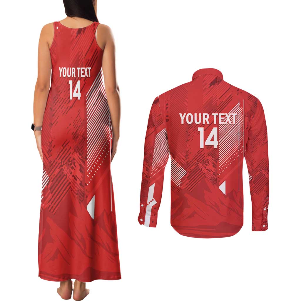 Switzerland Football Custom Couples Matching Tank Maxi Dress and Long Sleeve Button Shirt Go Nati Swiss Alps Grunge Style