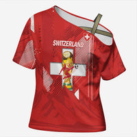 Switzerland Football Custom Cross Shoulder Shirt Go Nati Swiss Alps Grunge Style