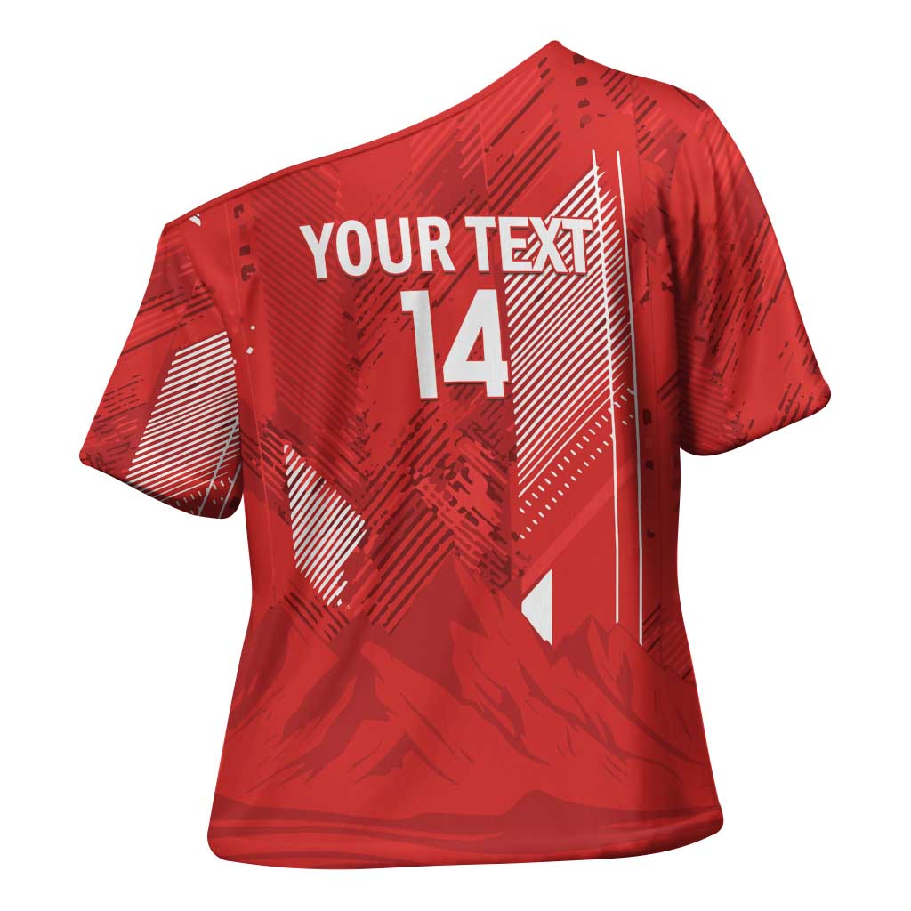 Switzerland Football Custom Cross Shoulder Shirt Go Nati Swiss Alps Grunge Style