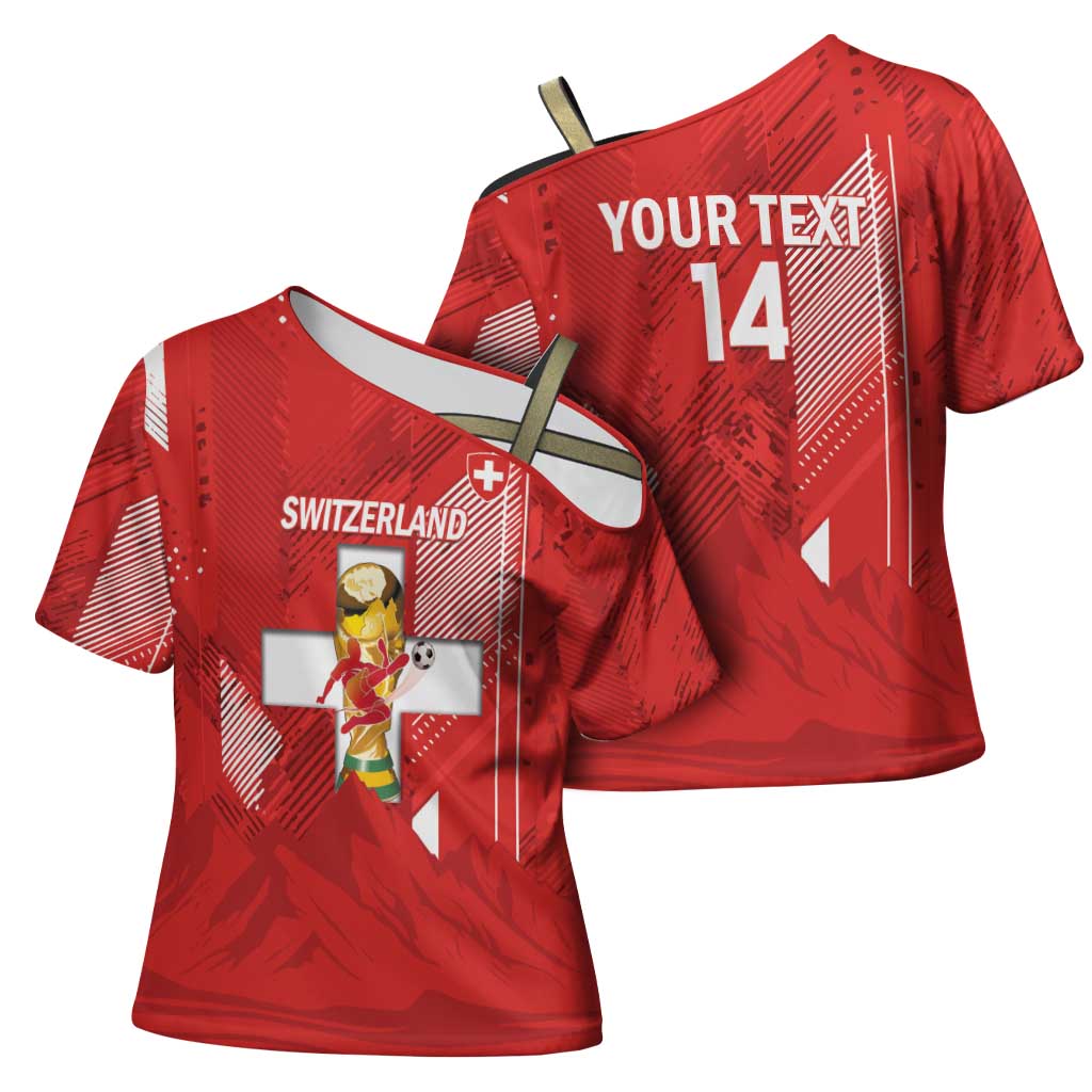 Switzerland Football Custom Cross Shoulder Shirt Go Nati Swiss Alps Grunge Style