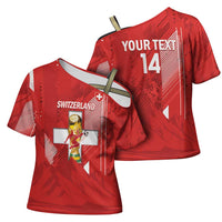 Switzerland Football Custom Cross Shoulder Shirt Go Nati Swiss Alps Grunge Style