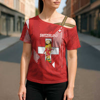 Switzerland Football Custom Cross Shoulder Shirt Go Nati Swiss Alps Grunge Style
