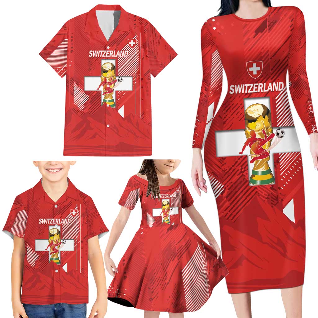 Switzerland Football Custom Family Matching Long Sleeve Bodycon Dress and Hawaiian Shirt Go Nati Swiss Alps Grunge Style