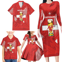 Switzerland Football Custom Family Matching Long Sleeve Bodycon Dress and Hawaiian Shirt Go Nati Swiss Alps Grunge Style