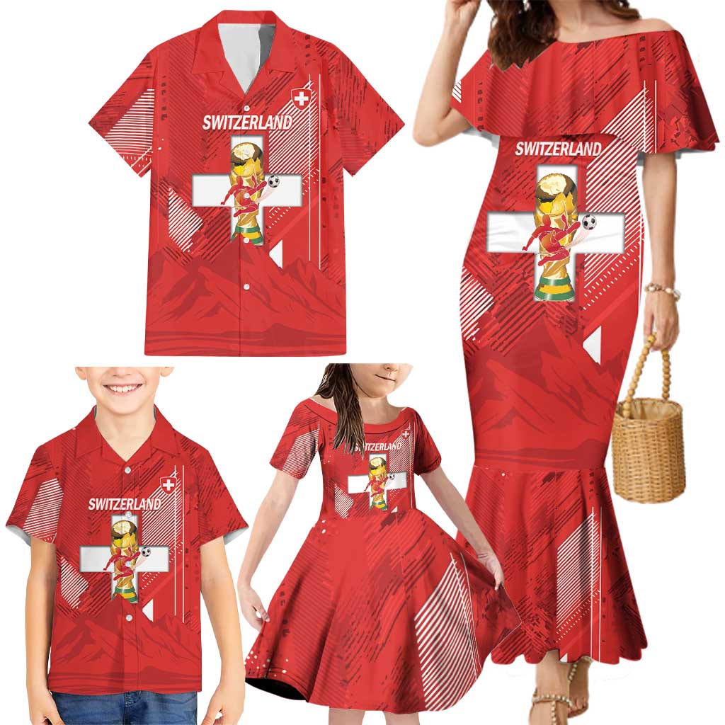 Switzerland Football Custom Family Matching Mermaid Dress and Hawaiian Shirt Go Nati Swiss Alps Grunge Style