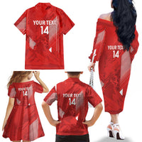 Switzerland Football Custom Family Matching Off The Shoulder Long Sleeve Dress and Hawaiian Shirt Go Nati Swiss Alps Grunge Style
