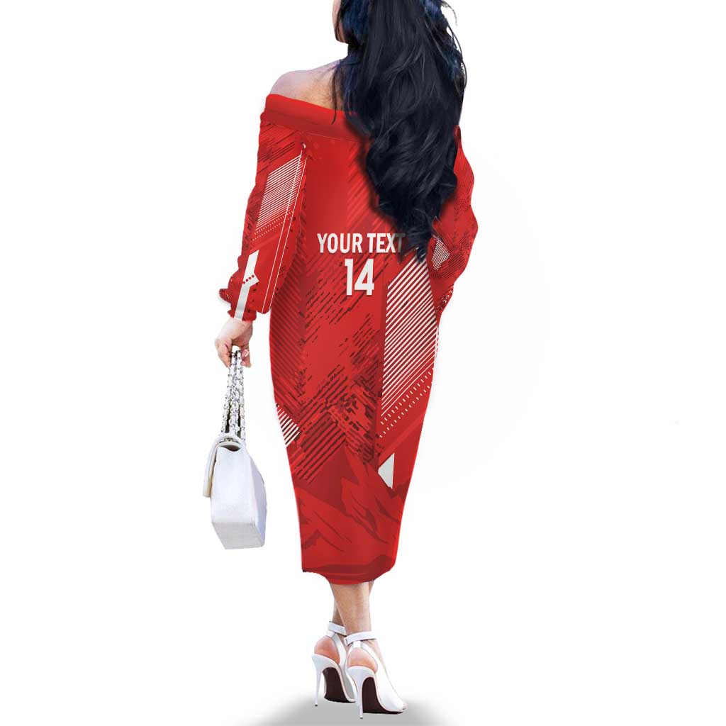 Switzerland Football Custom Family Matching Off The Shoulder Long Sleeve Dress and Hawaiian Shirt Go Nati Swiss Alps Grunge Style