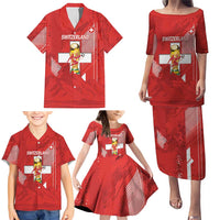 Switzerland Football Custom Family Matching Puletasi and Hawaiian Shirt Go Nati Swiss Alps Grunge Style