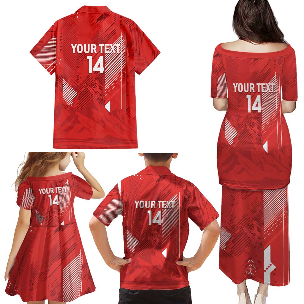 Switzerland Football Custom Family Matching Puletasi and Hawaiian Shirt Go Nati Swiss Alps Grunge Style