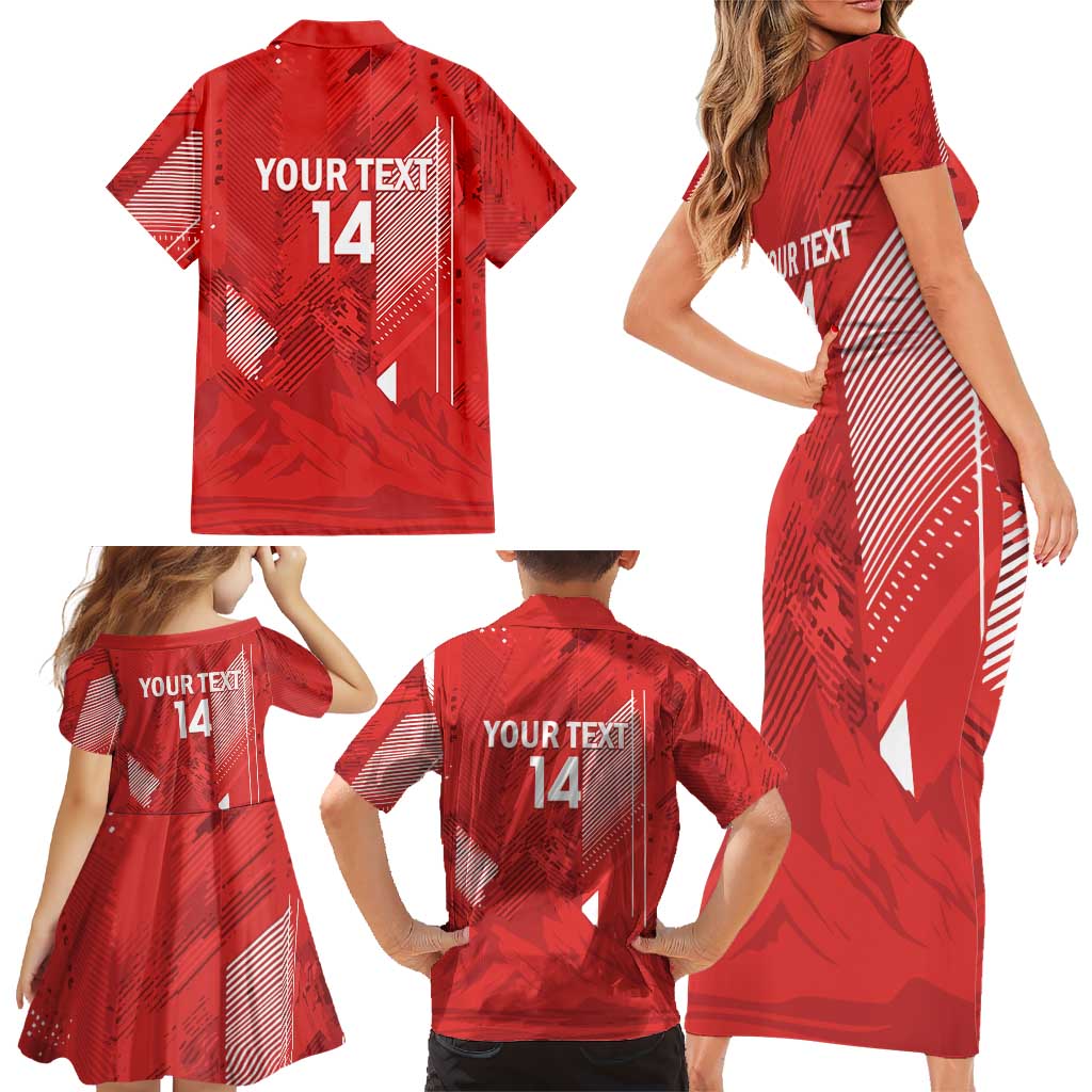Switzerland Football Custom Family Matching Short Sleeve Bodycon Dress and Hawaiian Shirt Go Nati Swiss Alps Grunge Style