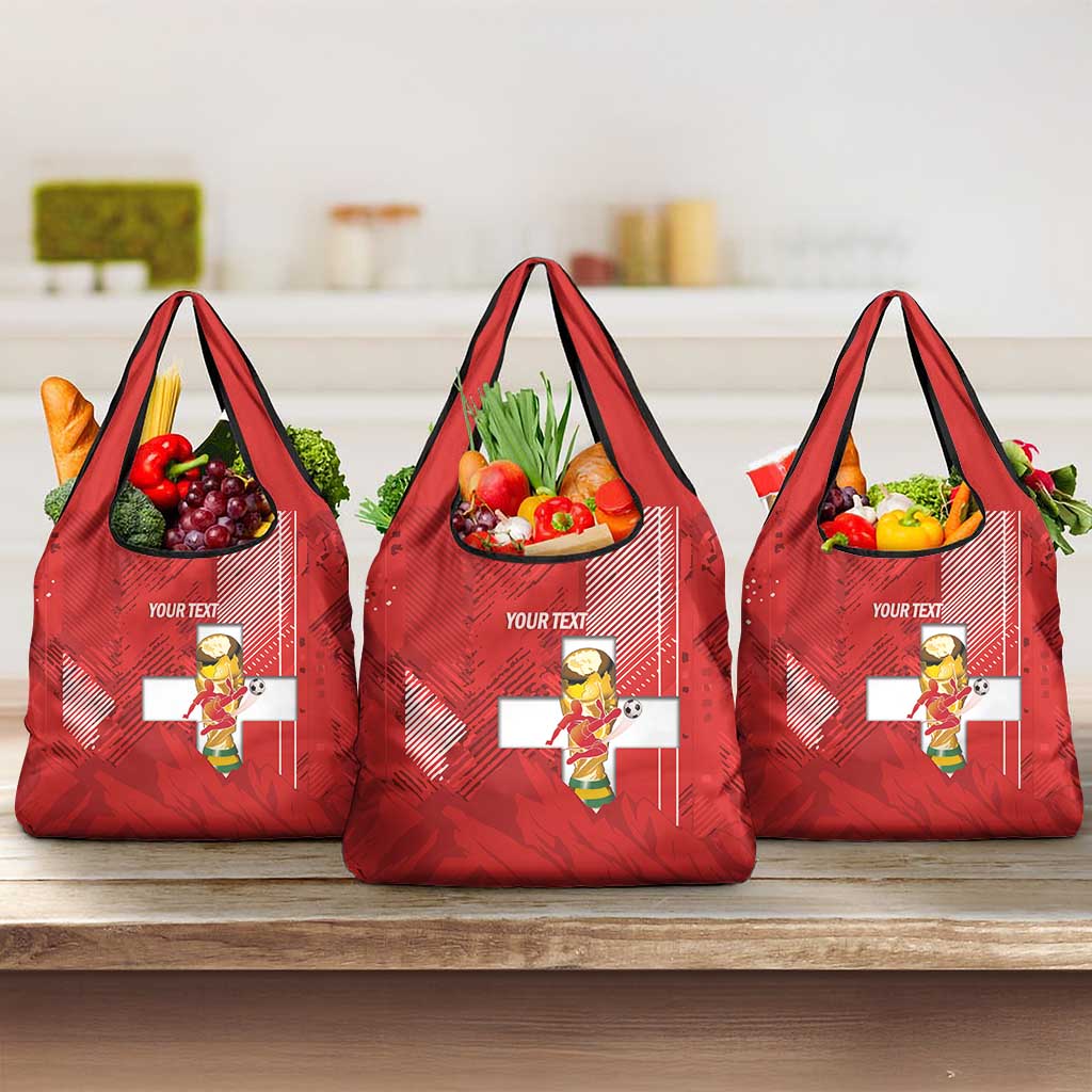Switzerland Football Custom Grocery Bag Go Nati Swiss Alps Grunge Style