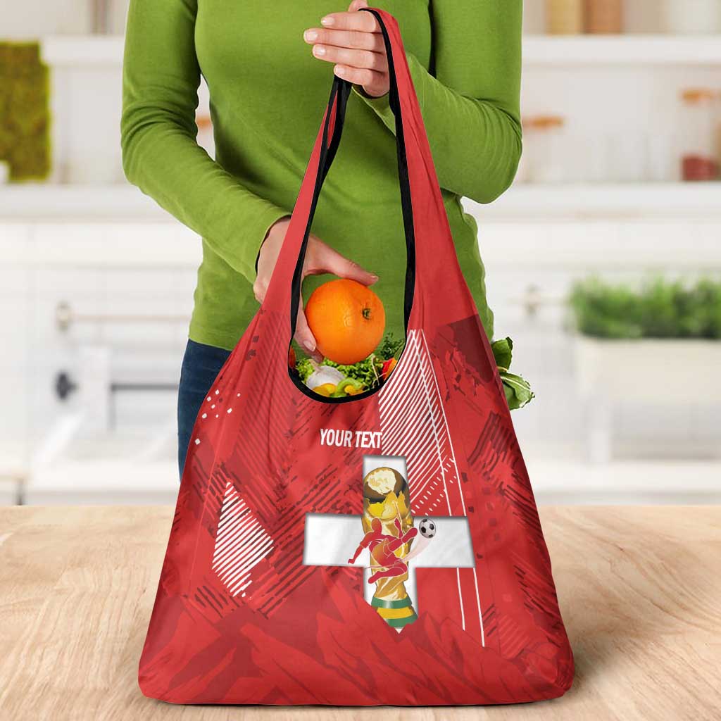 Switzerland Football Custom Grocery Bag Go Nati Swiss Alps Grunge Style