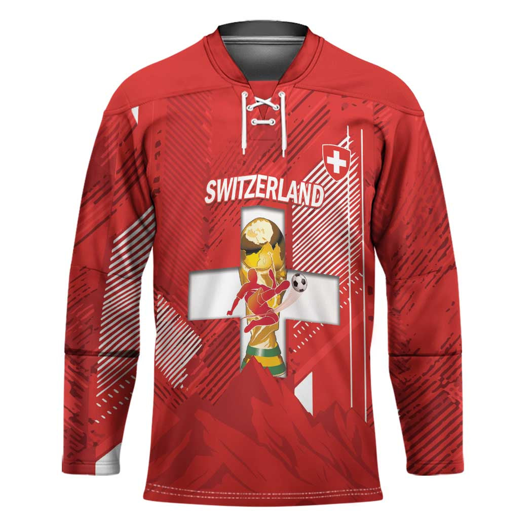 Switzerland Football Custom Hockey Jersey Go Nati Swiss Alps Grunge Style