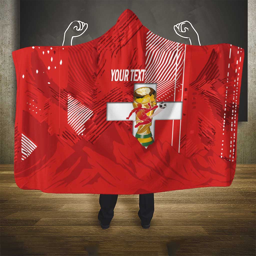 Switzerland Football Custom Hooded Blanket Go Nati Swiss Alps Grunge Style