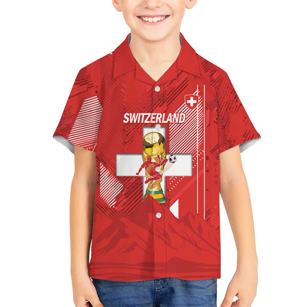 Switzerland Football Custom Kid Hawaiian Shirt Go Nati Swiss Alps Grunge Style