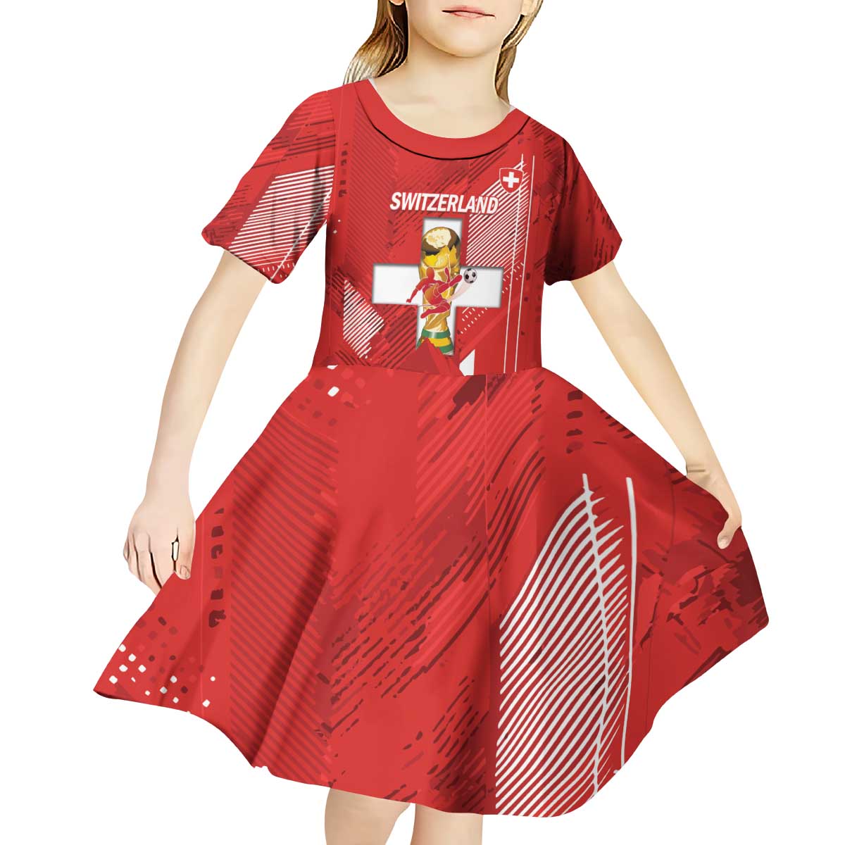 Switzerland Football Custom Kid Short Sleeve Dress Go Nati Swiss Alps Grunge Style