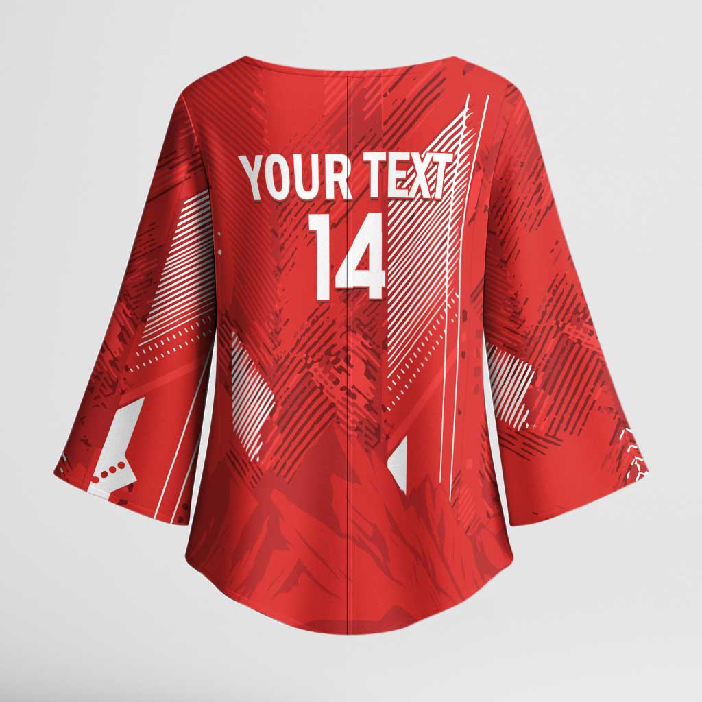Switzerland Football Custom Kimono Sleeve Blouse Go Nati Swiss Alps Grunge Style