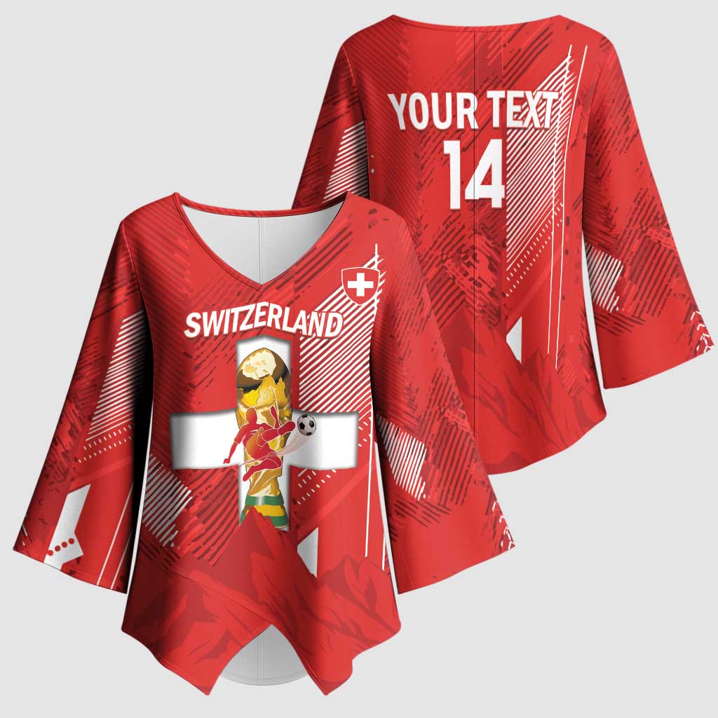 Switzerland Football Custom Kimono Sleeve Blouse Go Nati Swiss Alps Grunge Style