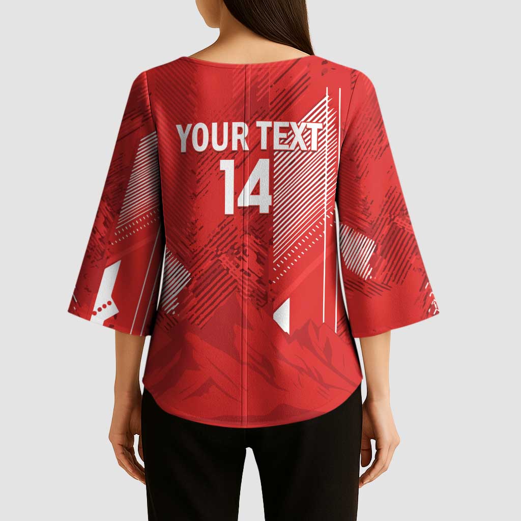 Switzerland Football Custom Kimono Sleeve Blouse Go Nati Swiss Alps Grunge Style
