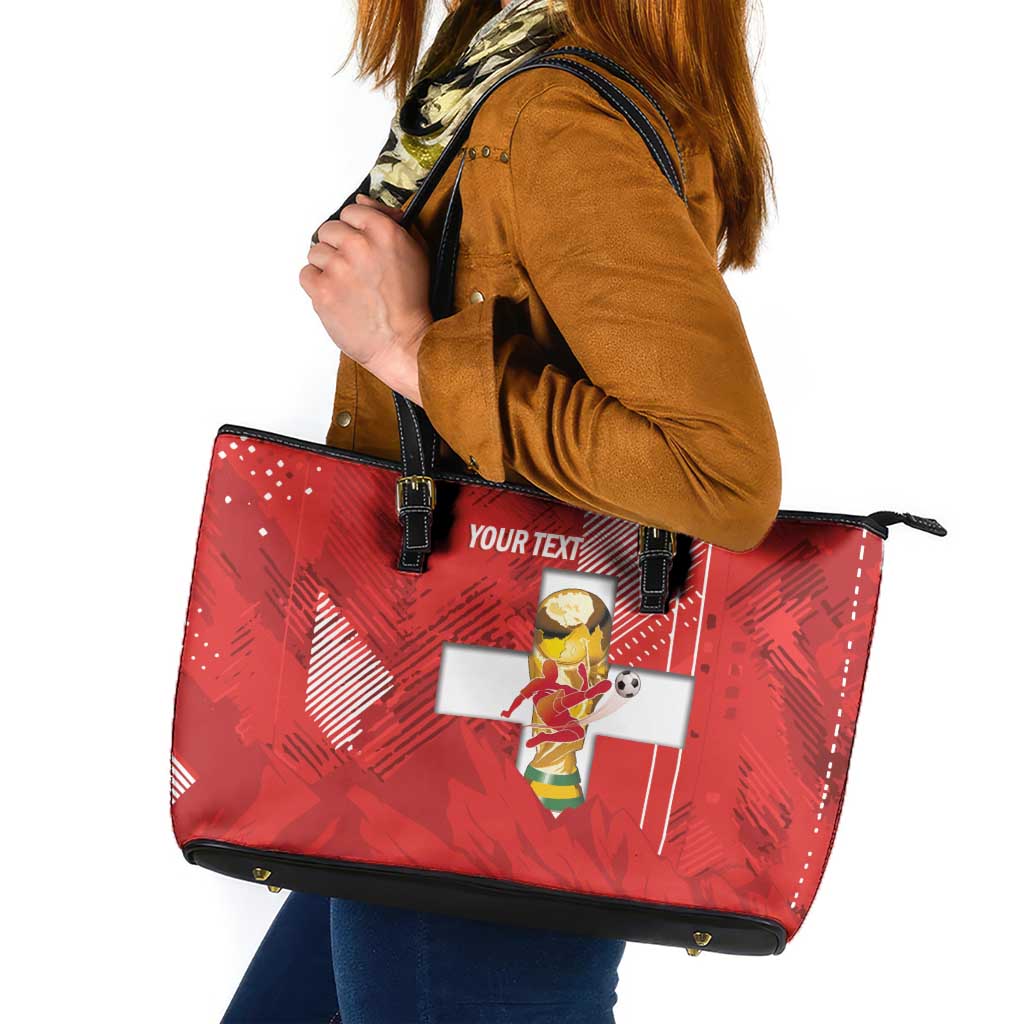 Switzerland Football Custom Leather Tote Bag Go Nati Swiss Alps Grunge Style