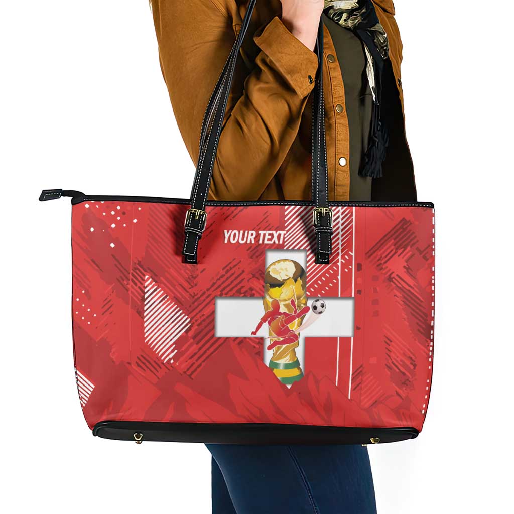 Switzerland Football Custom Leather Tote Bag Go Nati Swiss Alps Grunge Style