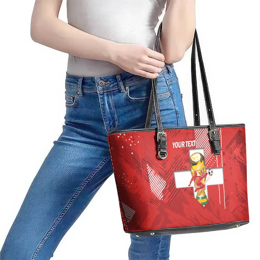 Switzerland Football Custom Leather Tote Bag Go Nati Swiss Alps Grunge Style